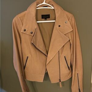 Mackage Camel Leather Moto Jacket